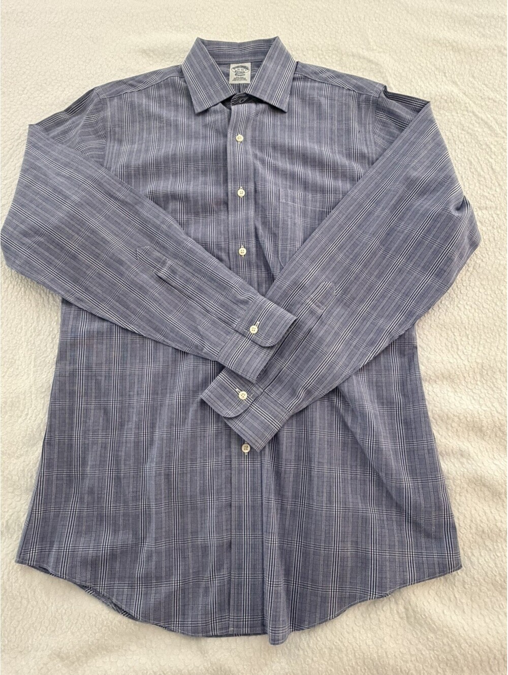 Brooks Brothers Classic Dress Shirt 15-33 Blue Check Supima Cotton Non-Iron